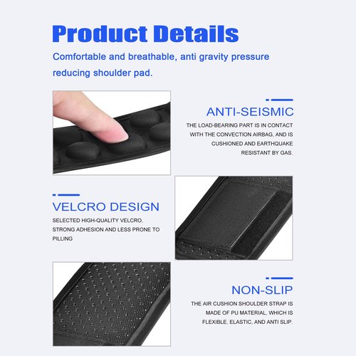 lszpseep Antigravity Shoulder Strap Pad, Breathable Decompression Cushion with 3D Airbags, Universal Bag Strap Comfort Pad, Black (1)