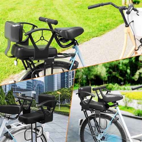 XIEEIX Rear Child Bike Seat,Rear Mounted Child Bike Seats,Back Mount Child Seat with Back Rest Armrest Foot Pedals,Width Adjustable Bicycle Rear Seat,Fits All Bicycle Rear Frames