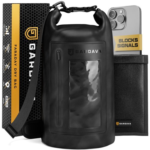 Gardava Faraday Bag, Military Grade Shield Bag, Waterproof EMP Cage, Dry Bag for Laptops & Phones, Go Dark Large Faraday Bags