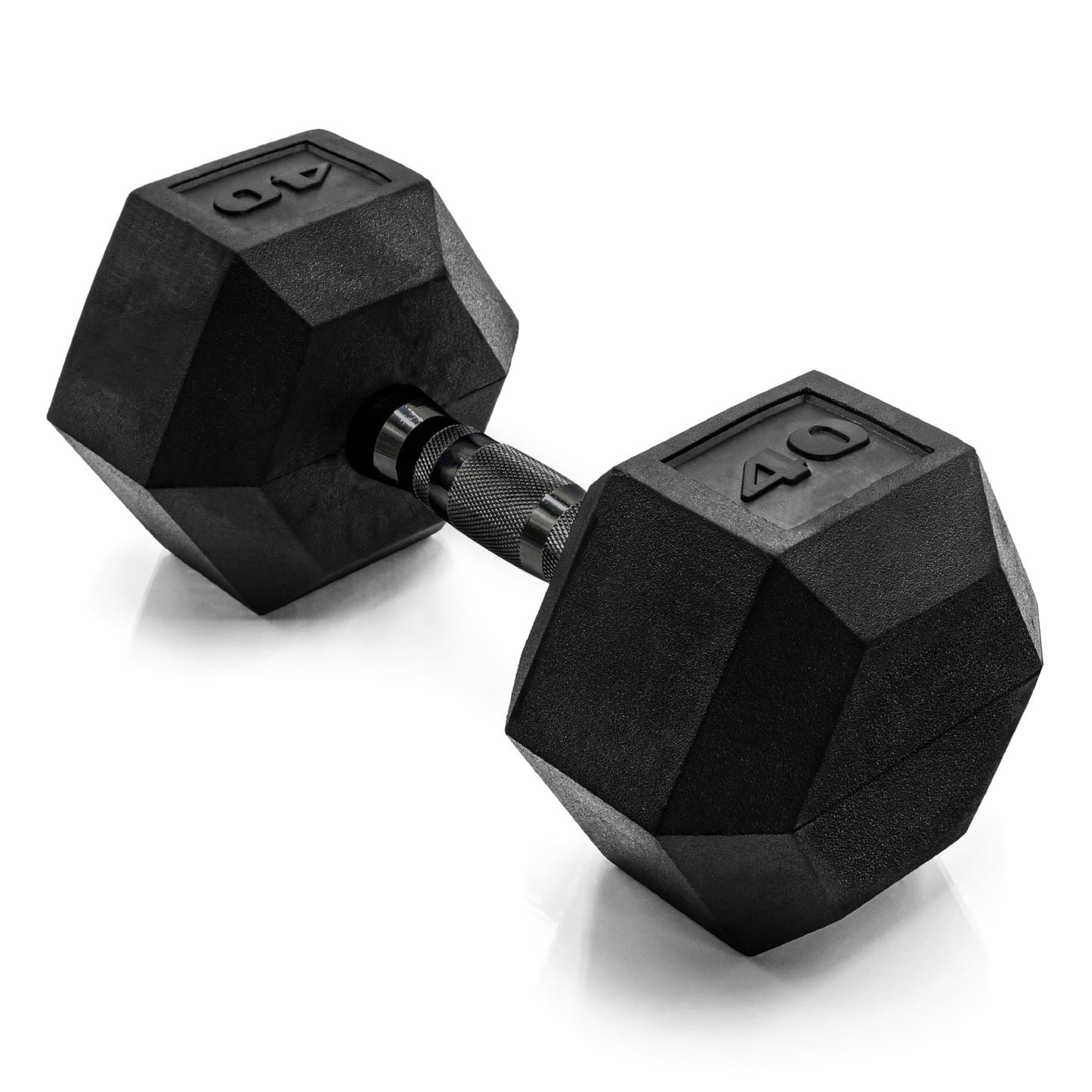 CAP 40 LB Rubber Coated Hex Dumbbell Weight, Rubber Free Weights for Home Gym Strength Training, Black Oxide Handle, Single