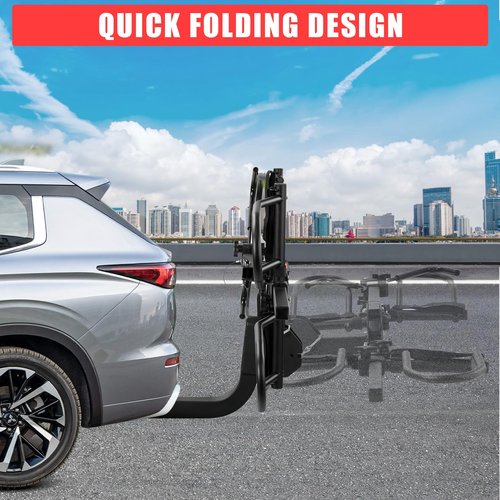 Fat Tire Bike Rack for 2 Bikes, 180Lbs Foldable Platform Carrier, Ebike Hitch Rack with 2-Inch Hitch, Fits SUV, Truck, RV