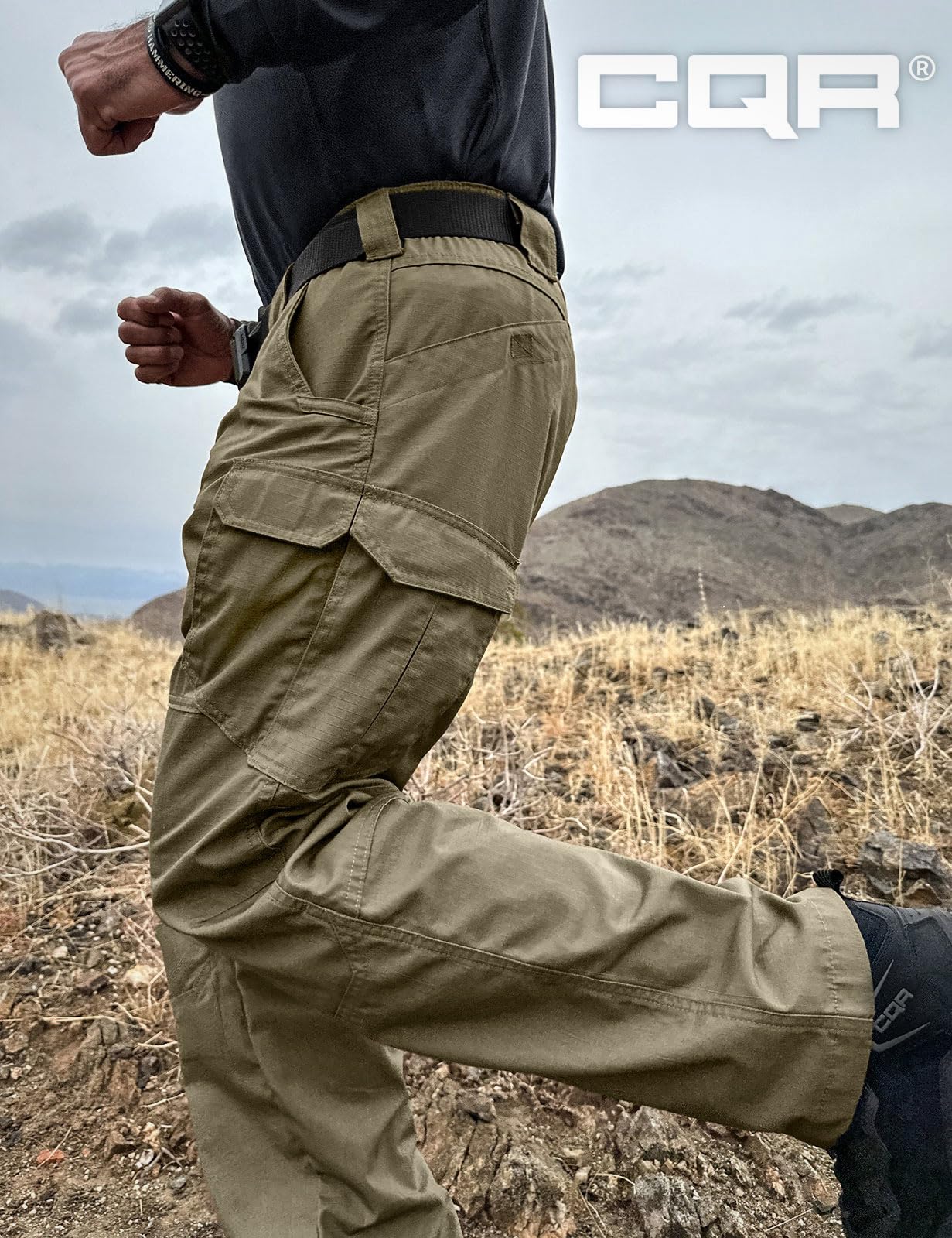 CQR Men's Tactical Pants, Water Resistant Ripstop Cargo Pants, Lightweight EDC Work Hiking Pants, Outdoor Apparel, Raider Mag Pocket Soil Green, 32W x 30L