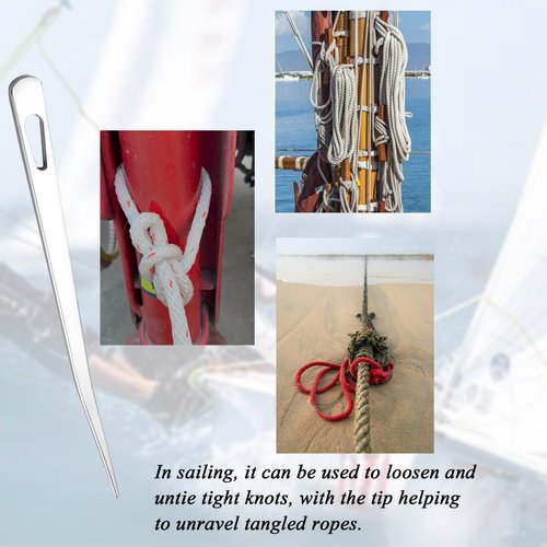 LXLVOUEG Stainless Steel Marlin&Spike&Paracord Needle Knitting Sailing Rigging Tools, Paracord Rope Pusher and Splicing Needle Tool for Boat Sailing Rigging Bushcrafting Camping Knot Tying,7In,1PCS