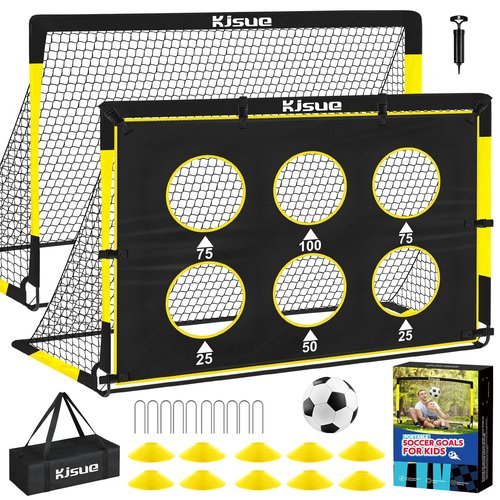 Kids Soccer Goal for Backyard Set - 2 of 6x4 ft Soccer Goals Training Equipment, Soccer Net for Kids Age 3-5 6-8 8-10 10-12, Ball, Targets for Toddler Kid Youth Soccer Games Sports Outdoor Play
