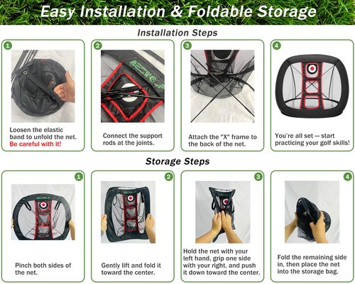 Golf Chipping Net Set with Mat & 12 Practice Balls – All-in-One Golf Training Kit – Portable, Easy Setup for Backyard & Indoor Use – Great Gift for Golfers, Kids, and Beginners