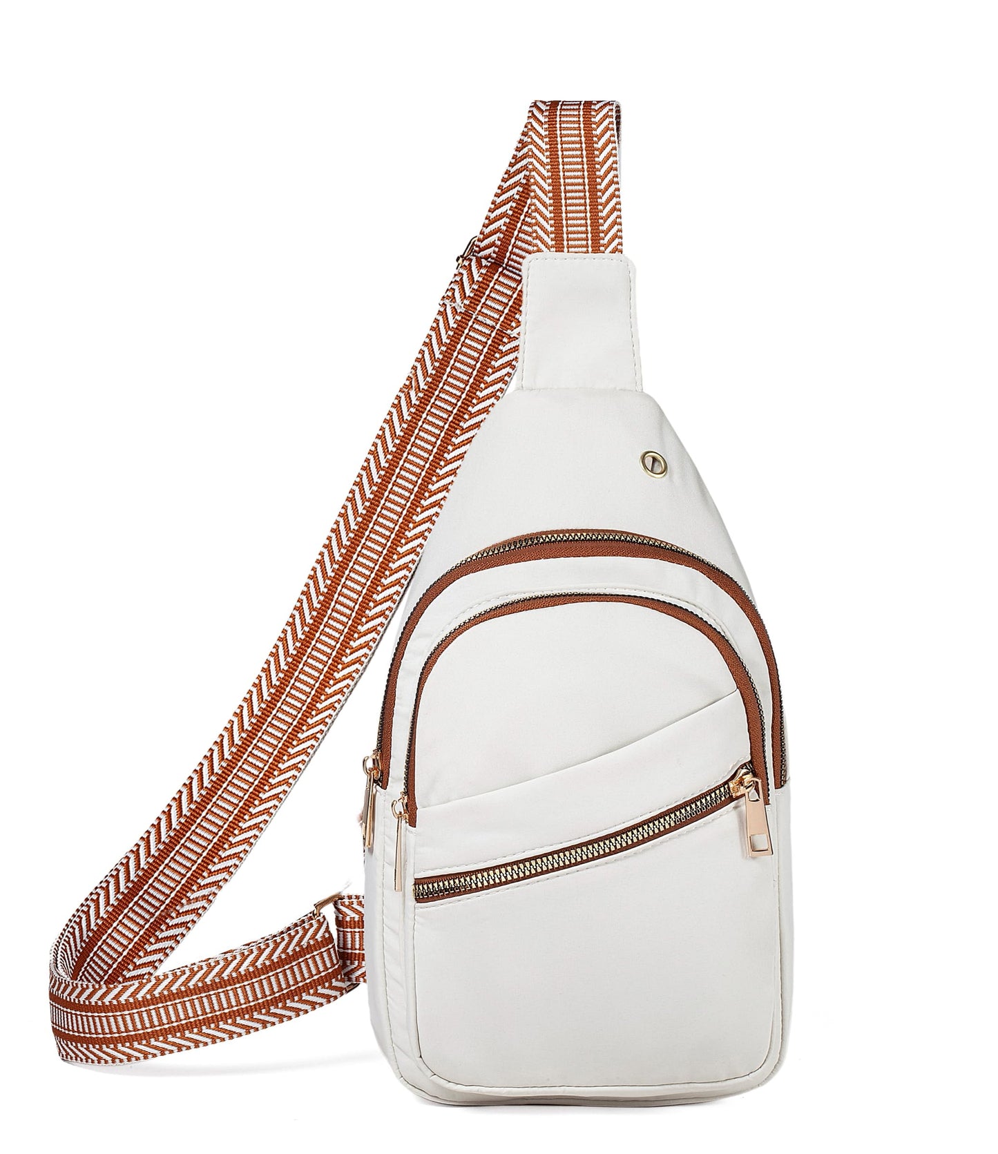 AOSTIHOT Small Crossbody Bags Sling Bag for Women, Sling Backpack Chest Daypack Cross Body for Travel Casual Running Hiking White Brown