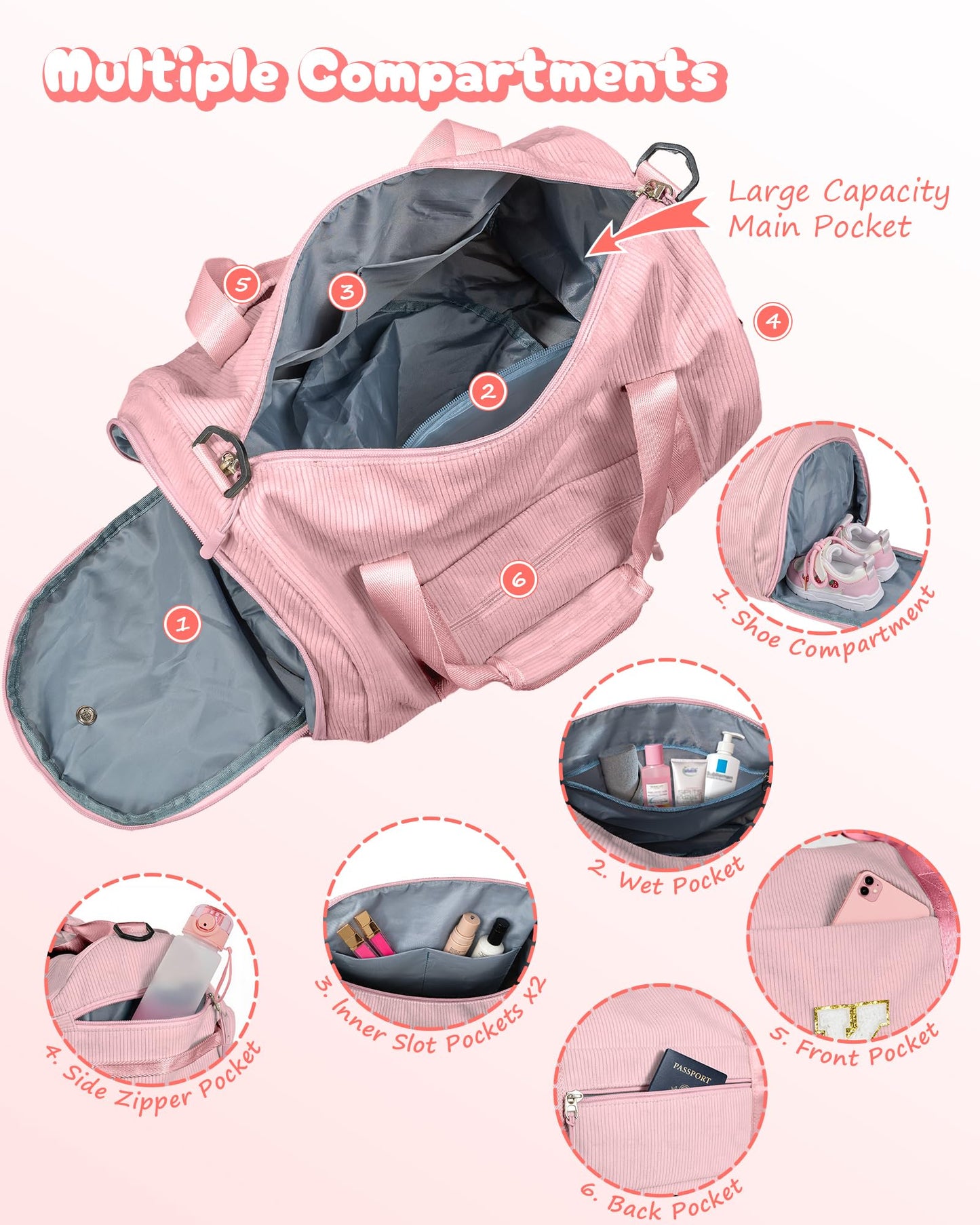 Vogewood Birthday Gift for Daughter, Girls Gym Bag, Kids Personalized Dance Bags with Shoe Compartment, Customized Travel Duffle with Toiletry Bag, Preppy Things for Girl 10-12 (Letter Z)