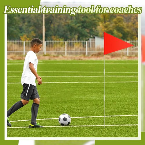 Fanfanwin 10 Pcs Soccer Corner Flags 70 Inch Portable Training Agility Poles Fiberglass Flag Pole for Outdoor Grass Fields Soccer Training