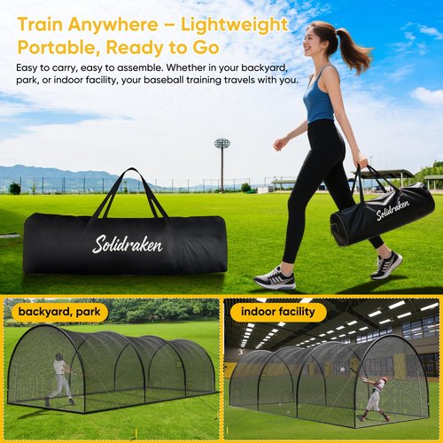 30FT Portable Baseball & Softball Batting Cage for Backyard – Enclosed Batting Net with Pitching Machine Hole, Sturdy Frame & Carry Bag, Ideal for Home Hitting & Pitching Practice, 30 x 13 x 9 ft