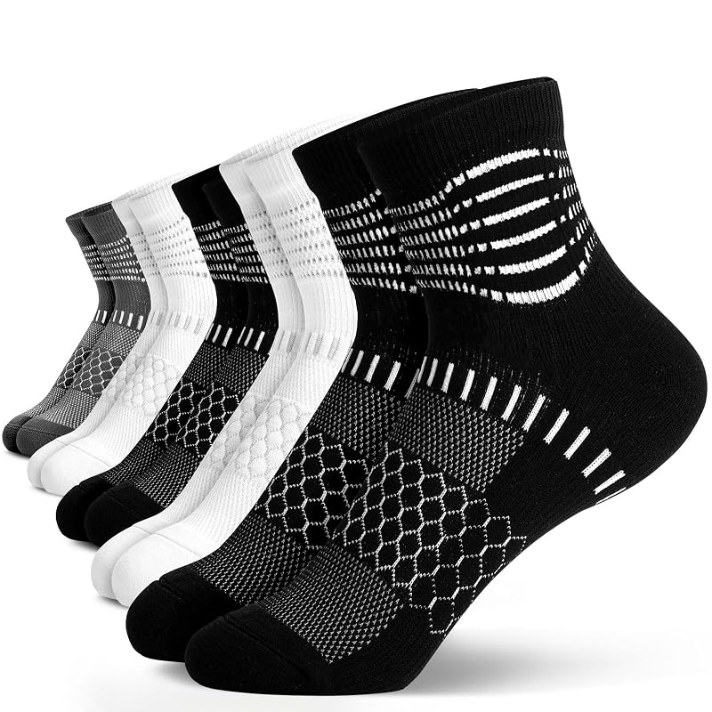 IRAMY Ankle Compression Socks for Plantar Fasciitis Relief, 5 Pairs – Black White Dark Grey
