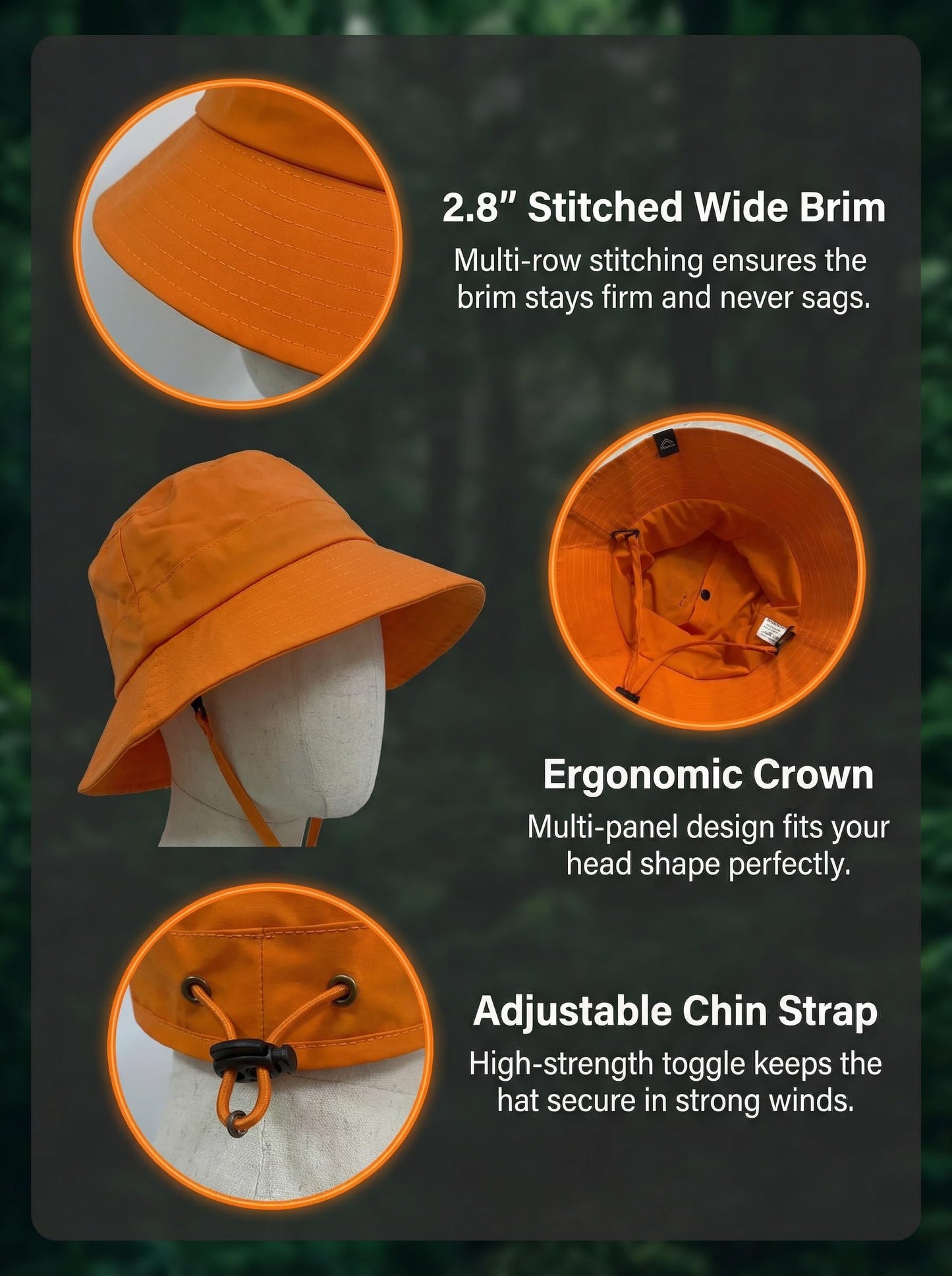AlturaGo Waterproof Bucket Hat UPF50+ Quick Dry Sun Hat for Men Women Lightweight Hiking Fishing Cap Foldable Packable for Outdoor Travel (US, Alpha, One Size, Neon Orange)