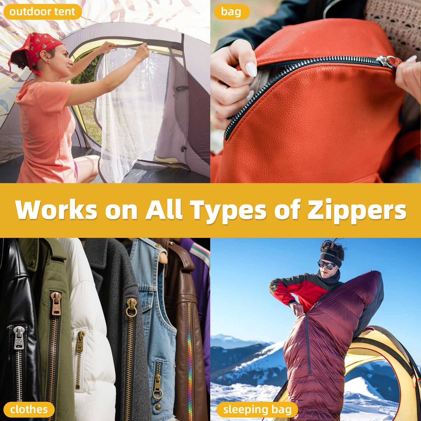Zipper Lubricant 5 Pack with 2 Brushes – Clear Waterproof Zipper Grease for Metal & Plastic Zippers, Ideal for Wetsuits, Tents, Backpacks, Jackets & Outdoor Gear