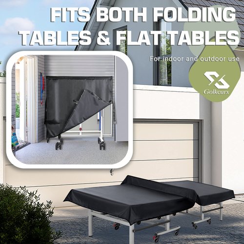 Golkcurx Ping Pong Table Cover,Table Tennis Cover Waterproof Sunproof Indoor & Outdoor Fits Universal 9x5 FT Tables (Black) (R01)