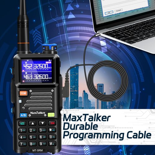 MaxTalker 5RM Ham Radio Handheld: 10W MT-5RM Ham Rasios Long Range with NOAA Weather Receiver, Upgraded Antenna,Speaker Mic,Programming Cable,2500mAh Battery Type-C Charging for Work，Camping, 2 Pack