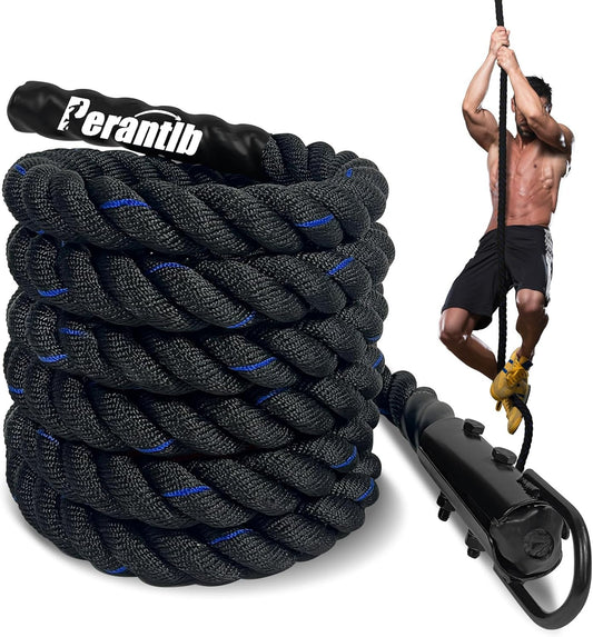 100% Polyester Climbing Rope with Hooks - Heavy Duty 1000LBS Load Capacity, 1.5inch Diameter, 10,15,20,25,30,50ft Length for Outdoor Rock Climbing, Rescue & Escape (20ft)
