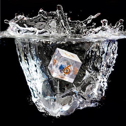 Liquid Core Flower DND Dice Set,7 PCS Resin Polyhedral Dice Set for Dungeons and Dragon RPG MTG Table Game (White Liquid)