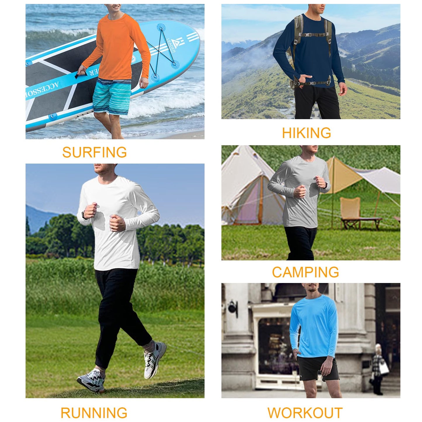 Men's UPF 50+ Swim Shirt Rash Guard Long Sleeve Quick Dry Lightweight SPF Sun Shirts for Hiking Fishing Running White L