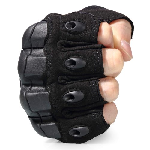 WTACTFUL Tactical Gloves Fingerless Half Finger Gloves for Driving Paintball Airsoft Riding Motorcycle Motorbike Hunting Cycling Work Men Women Size Medium Black