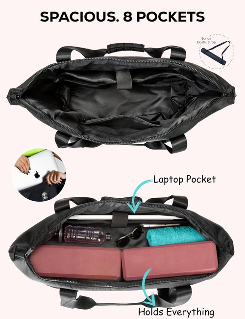 WARRIOR2 Yoga Mat Carrier - Expandable, Water & Shock Resistant Laptop Travel Bag with Mat Straps, Yoga Gym Bag For Men & Women, Luggage Sleeve, Large Tote