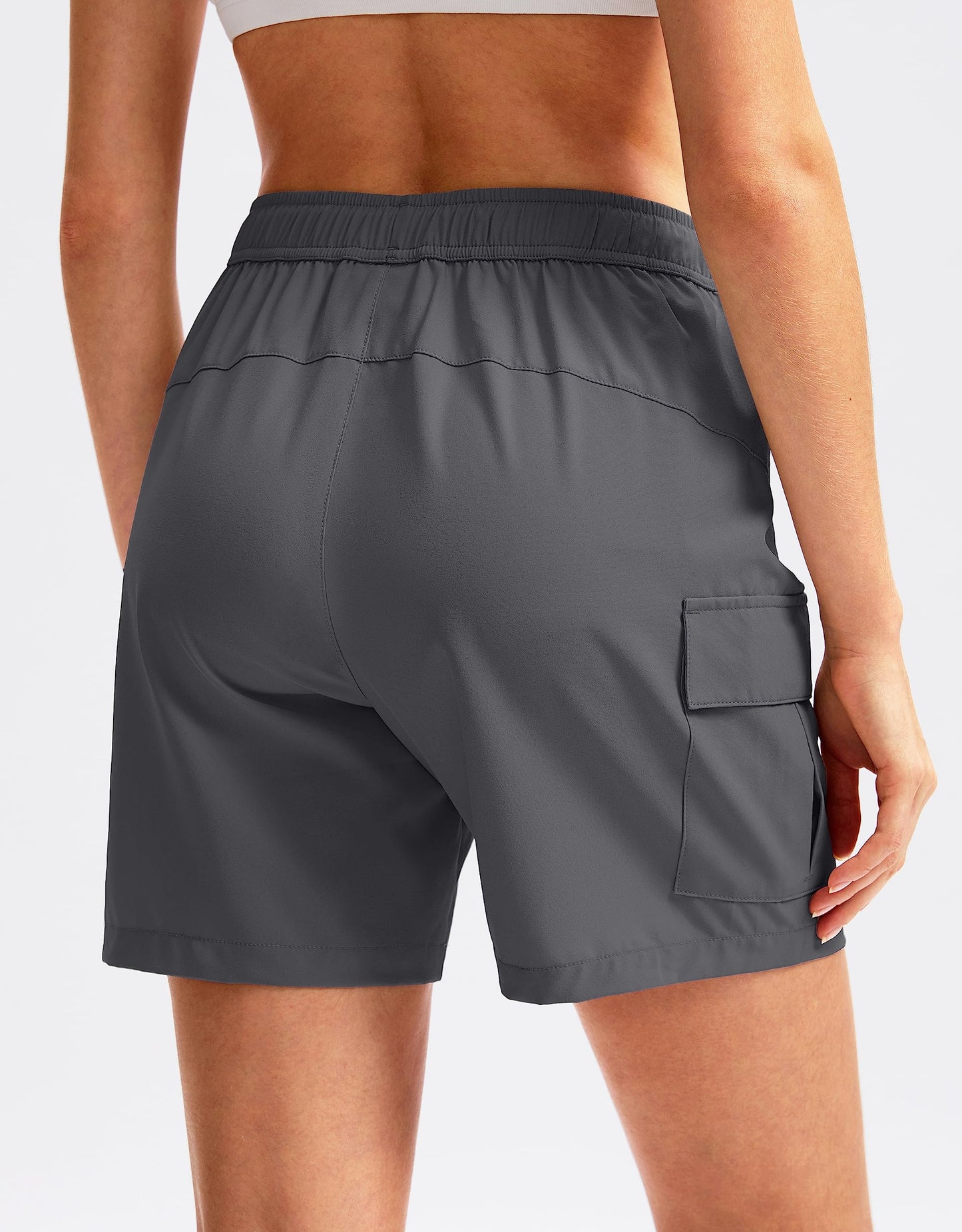 SANTINY Women's 5''/ 7''/9'' Hiking Cargo Shorts Quick Dry Lightweight Summer Shorts for Women Athletic Golf Zipper Pockets(Dark Grey_XL)