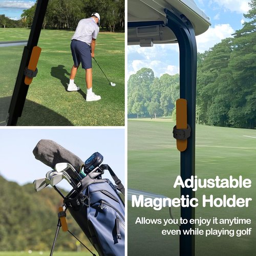 Magnetic Golf Cart Accessories - Adjustable Silicone Stand Clip Holder with Built-in Magnet, Holds 45-70 Rings, Perfect for Golfing, Grilling, Fishing, Travel & Outdoor Adventures (Black)