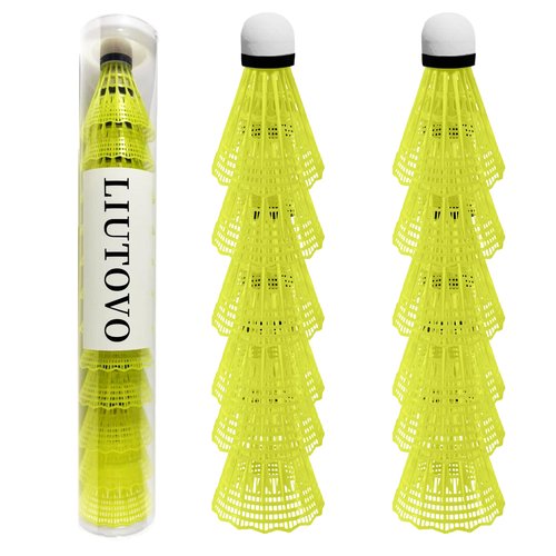 LIUTOVO 12 Packs Nylon Badminton Shuttlecocks Birdies Nylon Feather Shuttlecocks Badminton Birdies Great Stability ＆ Durability Indoor Outdoor Sports Hight Speed Training Badminton Balls