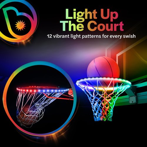 Brightz HoopBrightz LED Basketball Hoop Light - Basketball Gifts for Boys 10 8 12 14 - Light Up Basketball Hoop for Kids - Basketball Accessories for Boys - Outdoor Summer Fun Games for All Ages