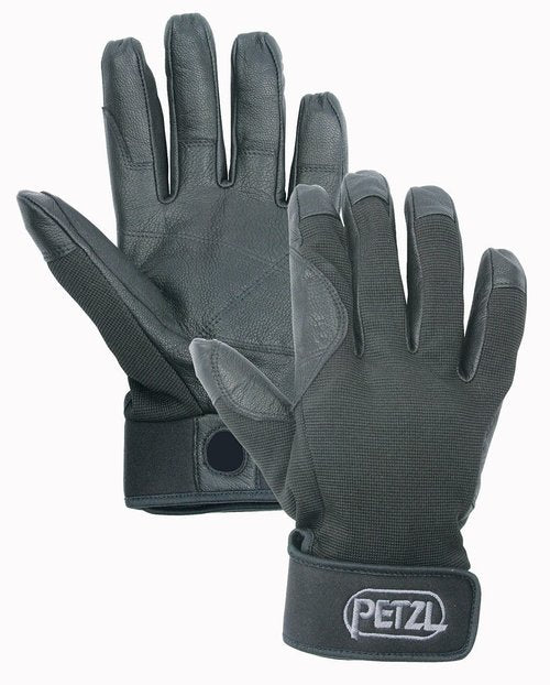 PETZL CORDEX Gloves - Lightweight, Breathable Leather Belay Gloves for Climbing and Rappelling - Black - L