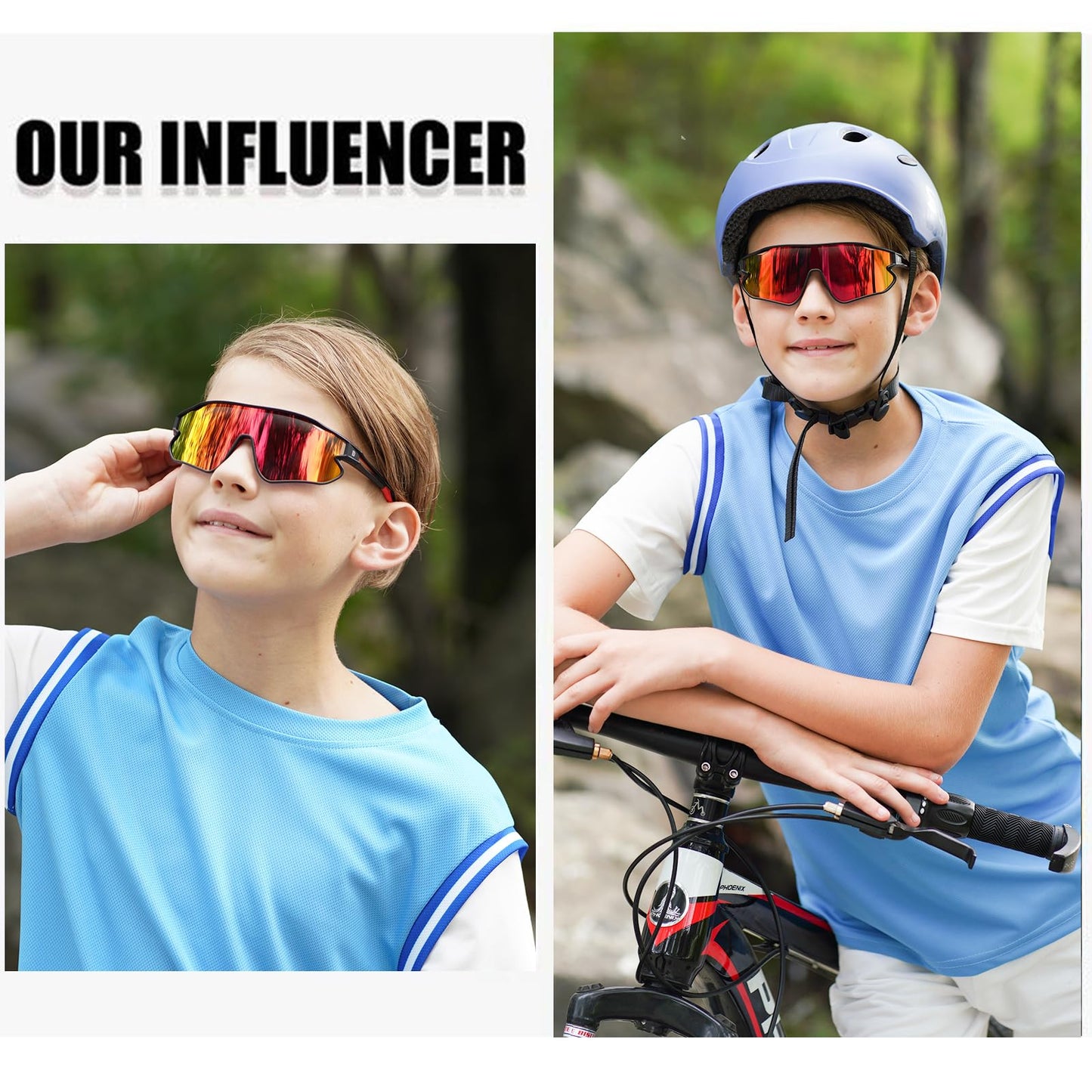 DUCO Kids Youth Baseball Sunglasses for Boys Girls Age 8-16 Polarized UV400 Protection Sports Cycling Glasses DK268