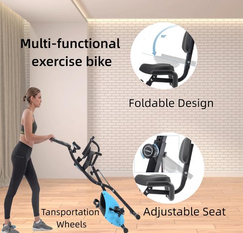 HSUFLWS Folding Exercise Bike with 350 Weight LBS Capacity, Stationary Bike with 16-Level Adjustable Resistance for Home Gym Workout