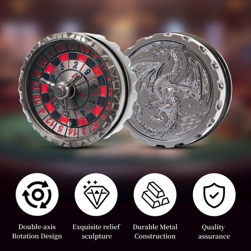 Froggod Roulette Dice Spinner – 1pc Metal DND Spinner with 3D Relief | Mechanical DND Dice – Dungeons and Dragons Gifts(D20 Black Red Blue)