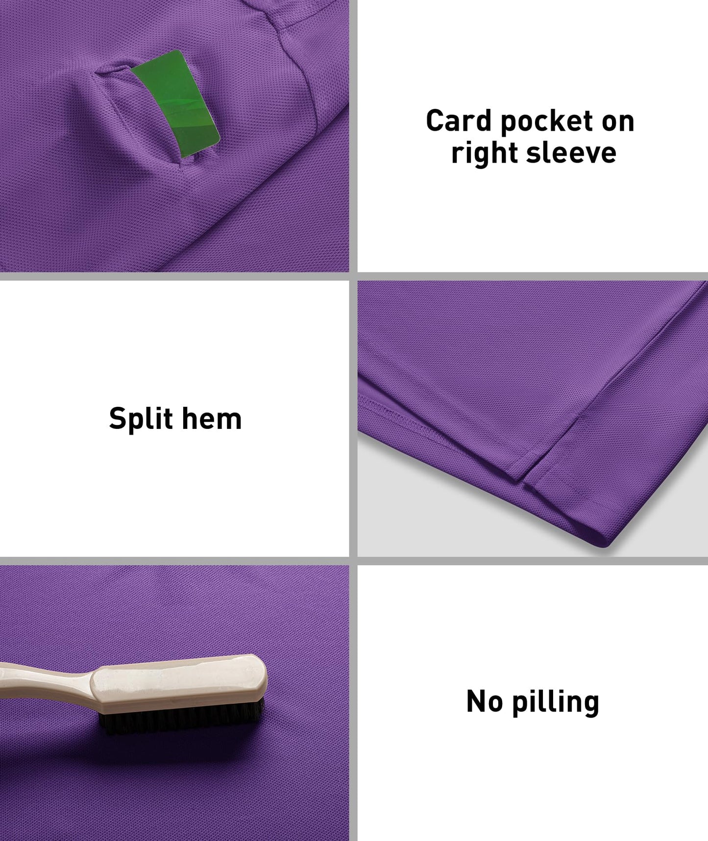 ZITY 3 Pack Mens Polo Shirt Short Sleeve Sports Performance Business Casual Golf Shirts for Men Collared Tactical T-Shirts Violet Forstgreen Black X-Large