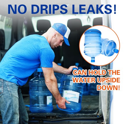 Gofriipai Upgraded 3 and 5 Gallon Water Jug Cap, Silicone Reusable Replacement Cap, No Spill 5 Gallon Water Jug Lid Fits 55mm Bottle, 5 gallon water bottle caps for Outdoor & Kitchen - Pack of 3