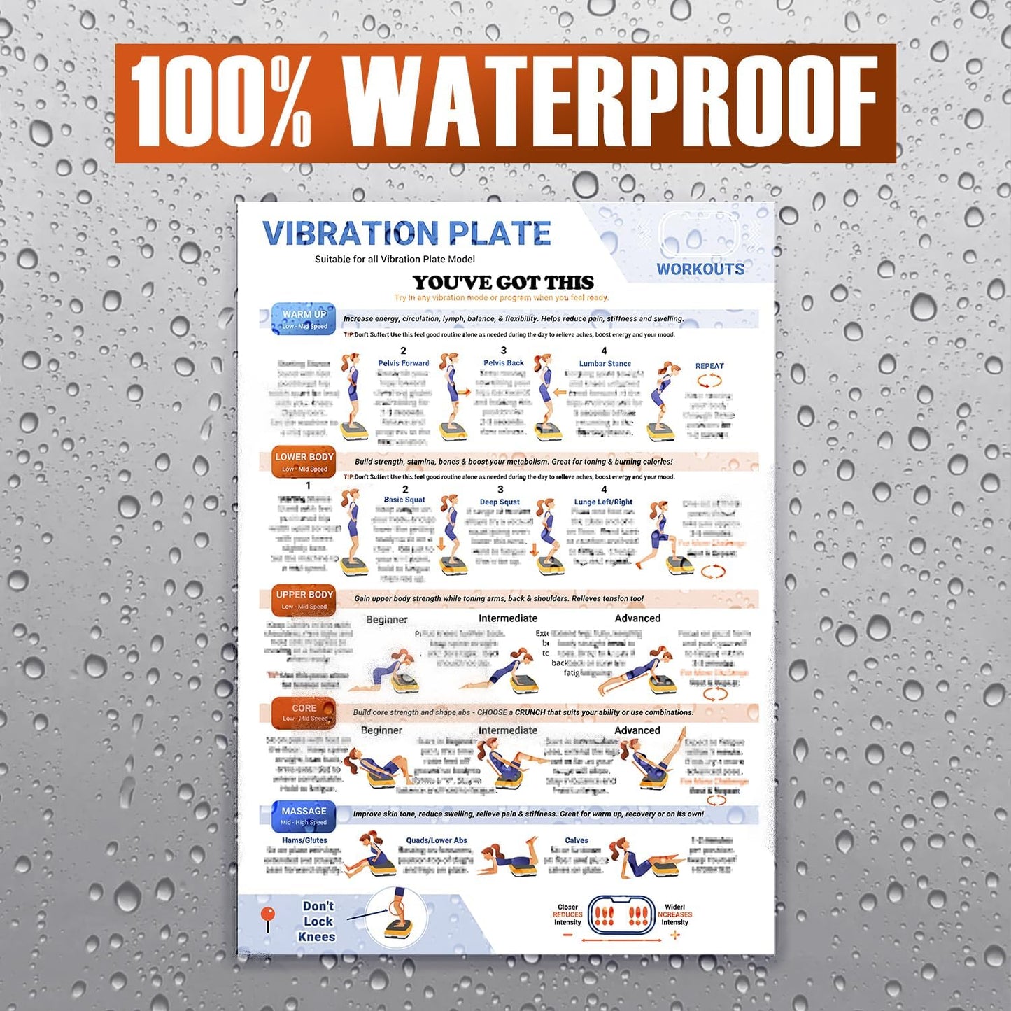 2 packs Vibration Plate Exercise Poster, 30 Day Workout Chart for Fitness Training