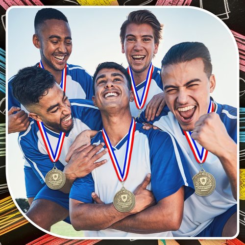Remuuly 30 Pcs Gold Medals Bulk 2'' Basketball Soccer Baseball Volleyball Football Lacrosse Kickball Cheer Bowling Trophy Medals for Awards for Sports Participation Winner Gift(Gold,Champion)