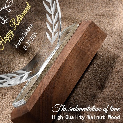 UPTHIC Personalized 7" Retirement Crystal Awards with Solid Wood Base, Congratulations Plaque Personalized, Appreciation Retirement Gifts for Man, Woman, Boss, Manager