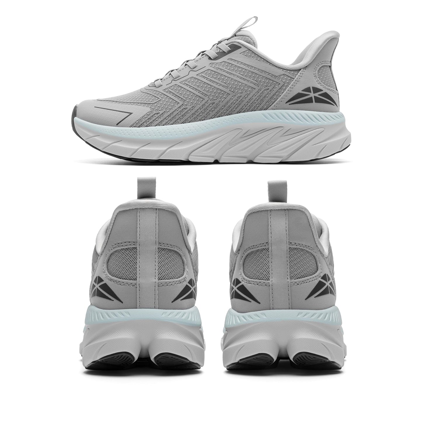 ALLSWIFIT Women's Slip On Walking Shoes Running Comfortable Tennis Breathable Non Slip Athletic Gym Workout Cross Training Fashion Sneakers,Size 9,Grey,SARR034W