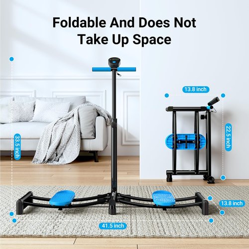 MERACH Ski Machine, Simulated Ski Trainer, Adjustable Height Ski Machine Exercise Equipment for Leg Pelvic Floor Muscle Workout, Fun Cardio Fitness Equipment for Home Full Body Workout (Black)