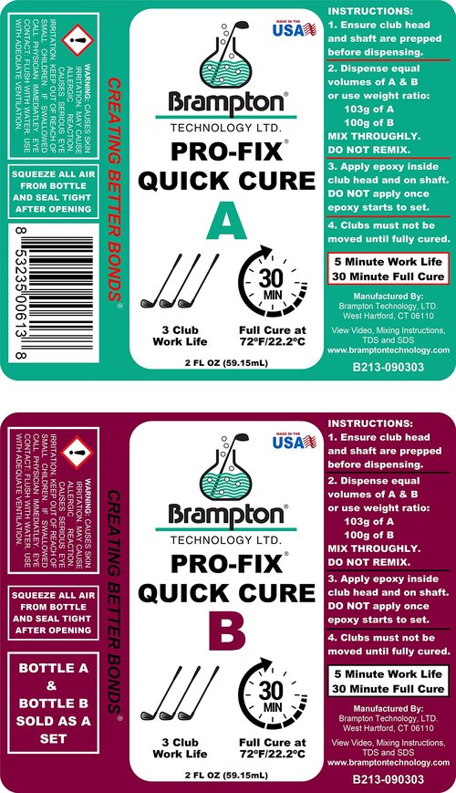 Brampton PRO-FIX Quick Cure Golf Epoxy - 30 Minute Golf Club Repair - Golf Epoxy for All Golf Shafts, Golf Heads, Drivers, Putters, and Irons - Engineered for The Golf Industry (4 oz Kit)