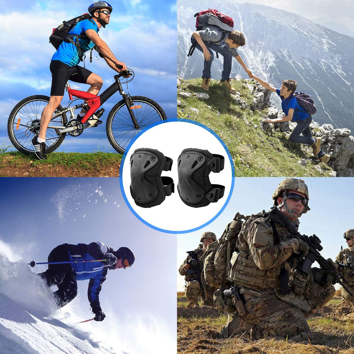 AOUTACC Combat Knee Protective Pads for Outdoor CS Paintball Game Cycling Safety Skateboarding Gear Skates Knee Protection Guard Pads