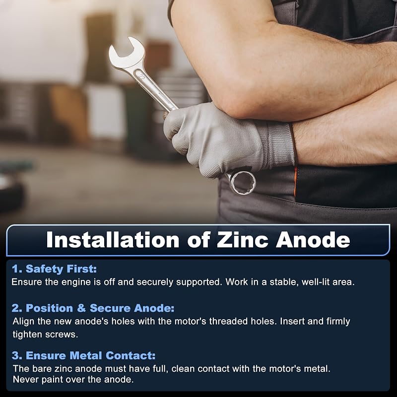 Boat Trim Tab Anode 46399A1 for Mercury/Mariner 35 HP+ - 1x Zinc Sacrificial Anode (Variation: 18-6014A)