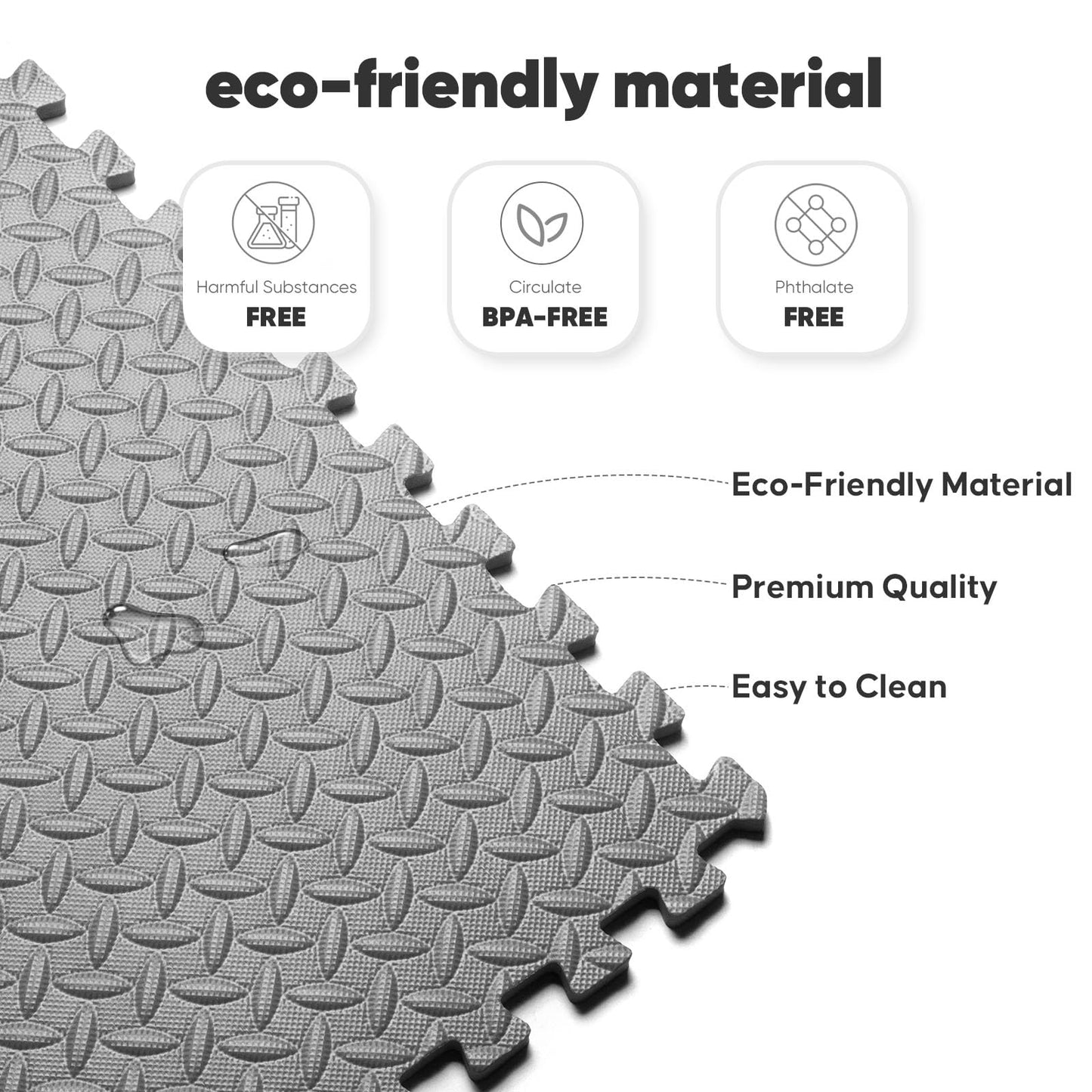12 Pack 48 sqft Home Gym Mat, Puzzle Exercise Mat, EVA Interlocking Foam Floor Tiles for Home Workout Equipment and Kids' Play Areas - Grey, 24 in x 24 in x ½ in - 12 Tiles (Grey, 12 Pack, 48 SQ FT)