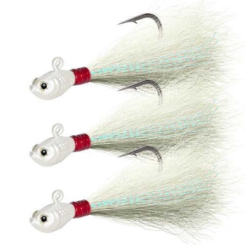 Dr.Fish 3 Pack Bucktail Jig Saltwater Fishing Jig Buck Tail Hair Lure Surf Fishing Bass/Striper/Mackerel/Halibut/Flouder Lure 1oz