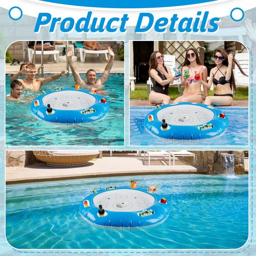FormiPow Floating Table for Pool, 39''x39'' Floating Pool Table for Adults, Holds Drinks, Snacks & Card Games (Poker, Chess), Stable Floating Card Table with Cup Holders & Storage for Pool Lake Beach