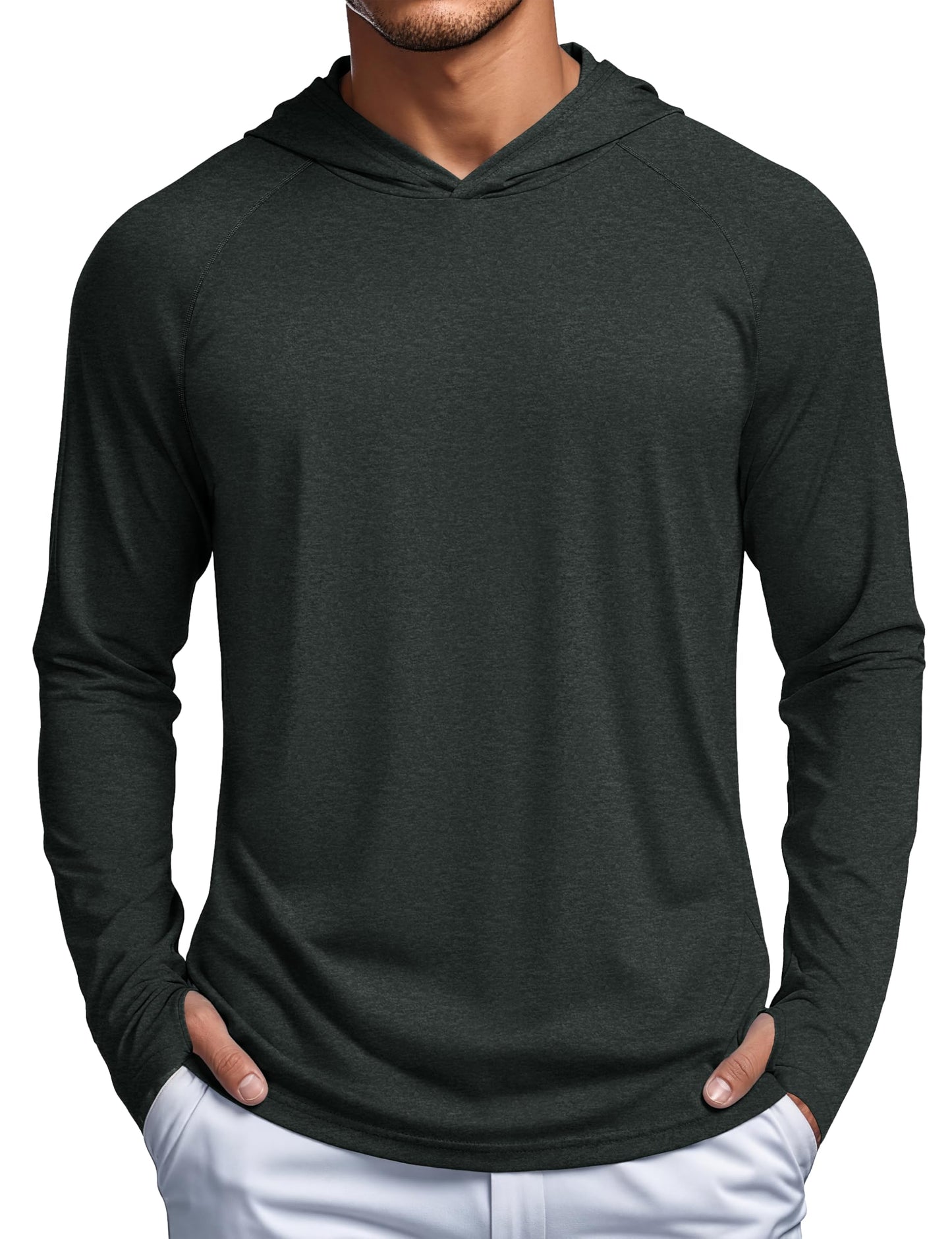MAGCOMSEN Men's UPF 50+ Sun Shirts Long Sleeve Fishing Hoodie Shirt Lightweight Athletic Swim Running Hiking Rash Guard