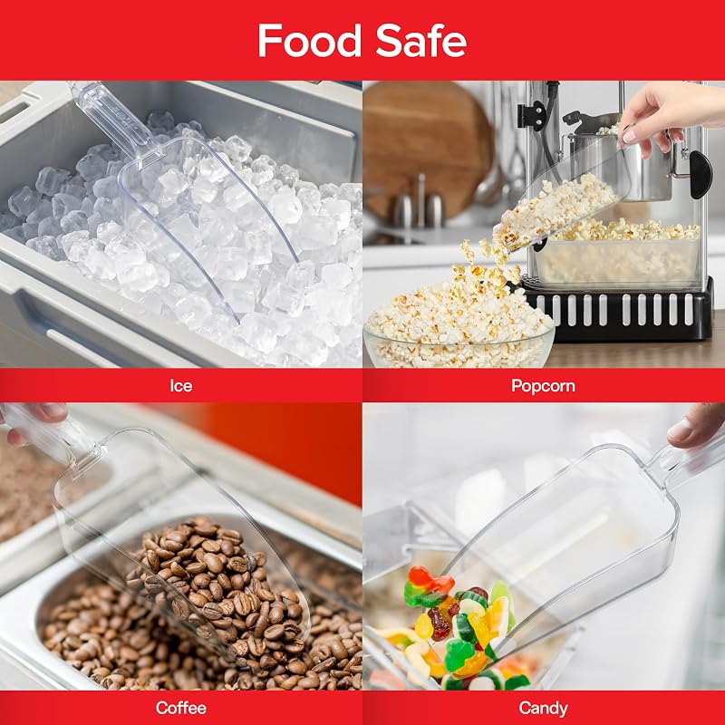 24 oz Clear Ice Scoop - NSF Certified Foodservice Grade, Stock Your Home