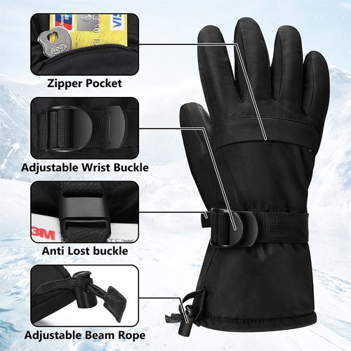 Ski Gloves, Warmest Waterproof and Breathable Snow Gloves for Cold Weather, Fits Both Men & Women,for Parent Child Outdoor