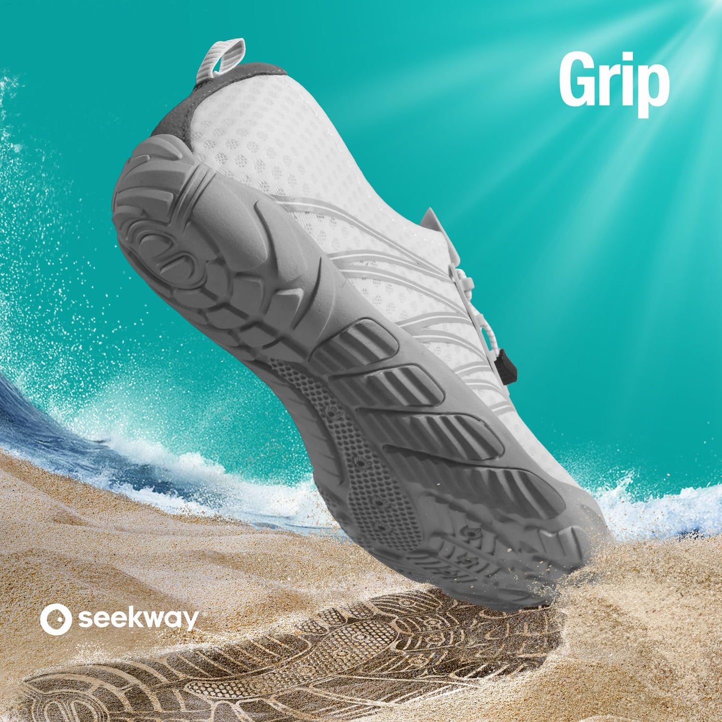 SEEKWAY Water Shoes Sports Quick-Dry Barefoot Aqua Beach Pool Lake Swim Boating Hiking Surfing Men Women 407-White SP001