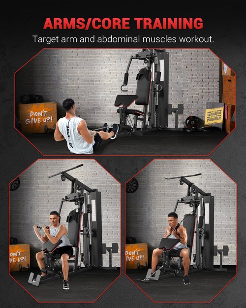 GarveeLife Home Gym Machine, Full Body Workout Machine with 150LBS Weight Stack, Multifunctional All in One Exercise Equipment Station with Preacher Curl Pad, Leg Developer for Strength Training