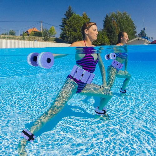 HOMNUTS Water Dumbbells Aquatic Exercise Combo Set, High Density Water Weight Set, Swimming Belt, Swim Aquatic Cuffs for Swim Fitness Training Water Exercise